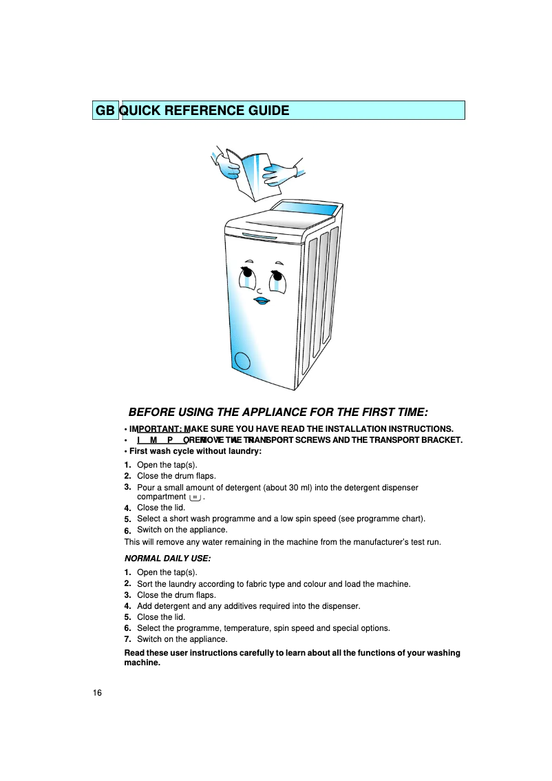 Página 1 del manual Manual de usuario Whirlpool AWT 2052