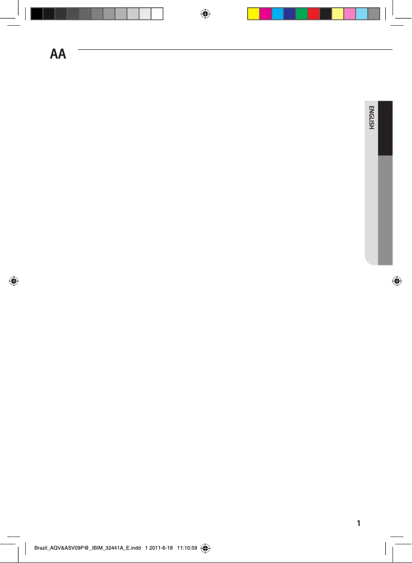 Page 1 de la notice Manuel utilisateur Samsung ASV09PSBAN