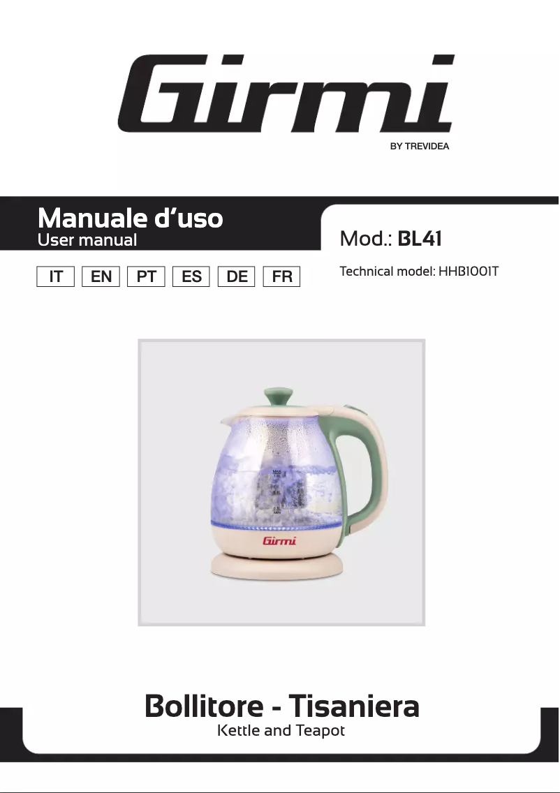Page 1 de la notice Manuel utilisateur Girmi BL41