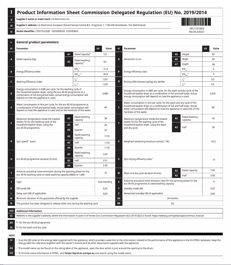 Página 1 del manual Manual de usuario LG F2DV9S8H2E