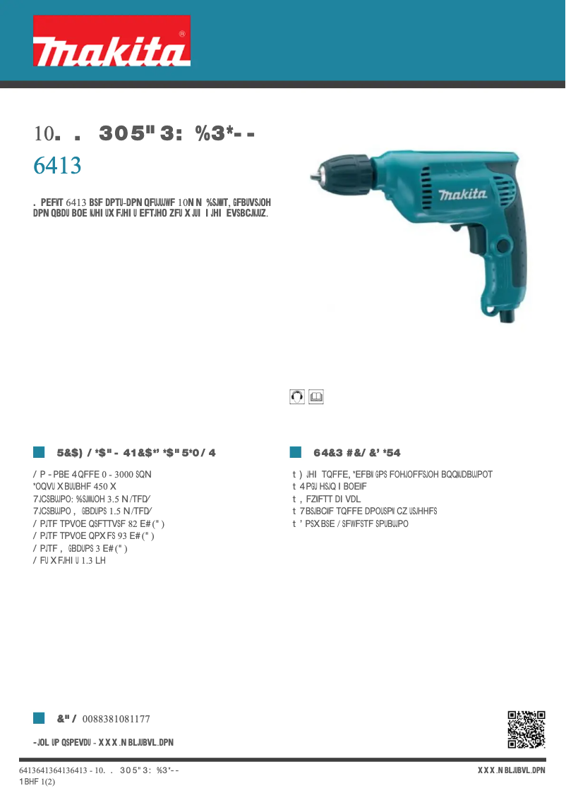 Page 1 de la notice Fiche technique Makita 6413