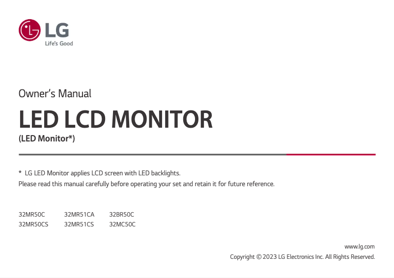 Page n°1 - Manuel utilisateur LG 32MC50C