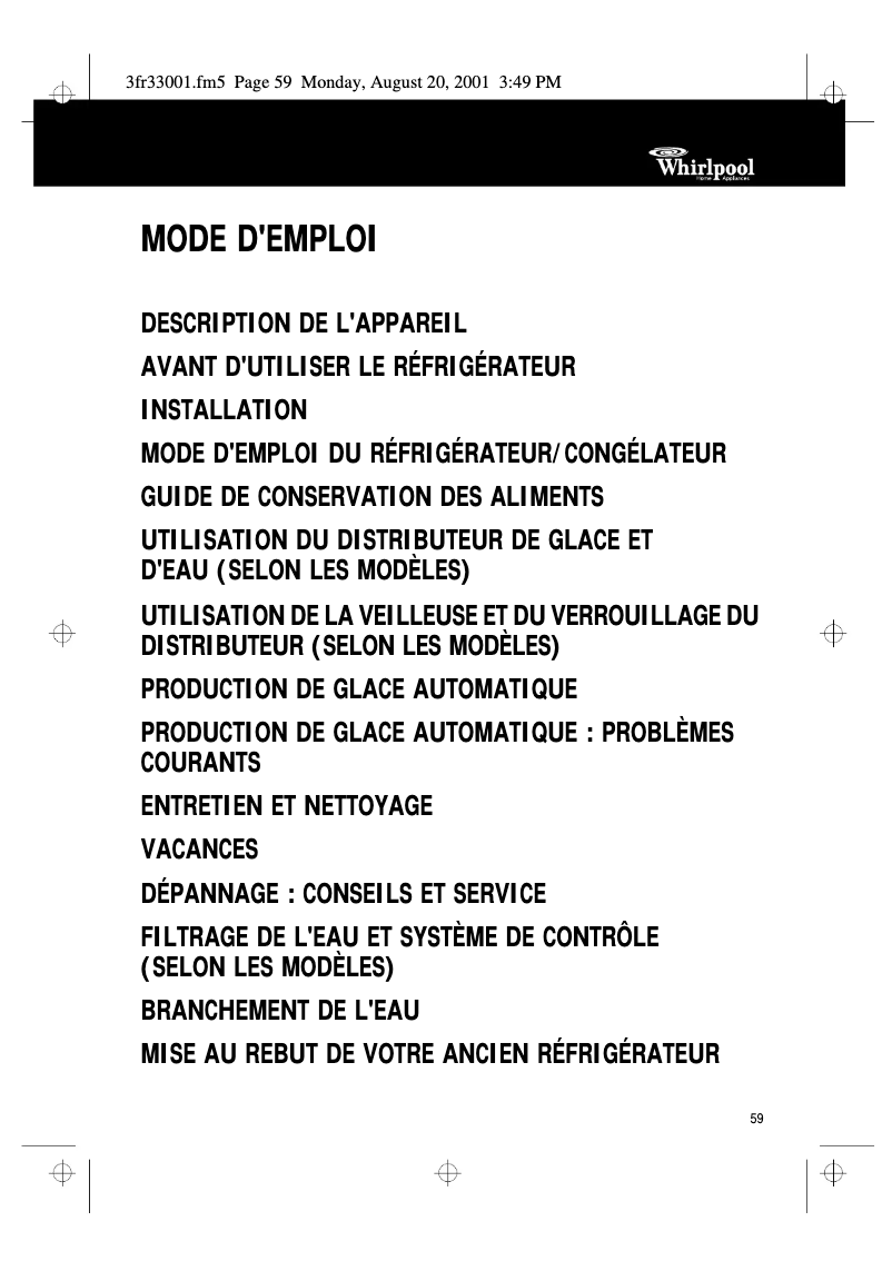 Page n°1 - Manuel utilisateur Whirlpool ART 686/3/IX/LH