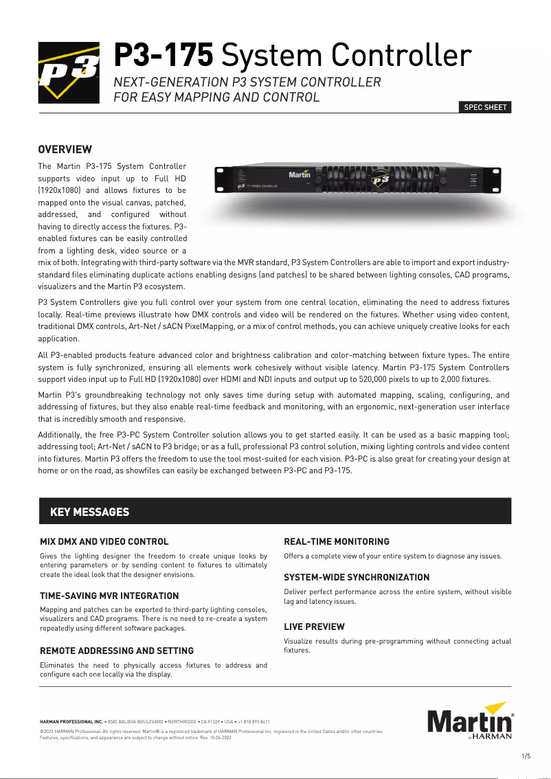Page 1 de la notice Fiche technique Martin P3-175