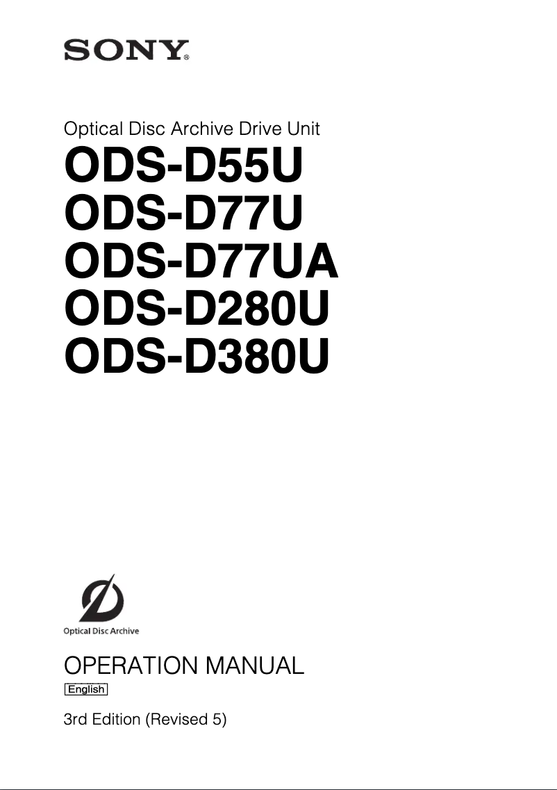 Page n°1 - Manuel utilisateur Sony ODS-D380U