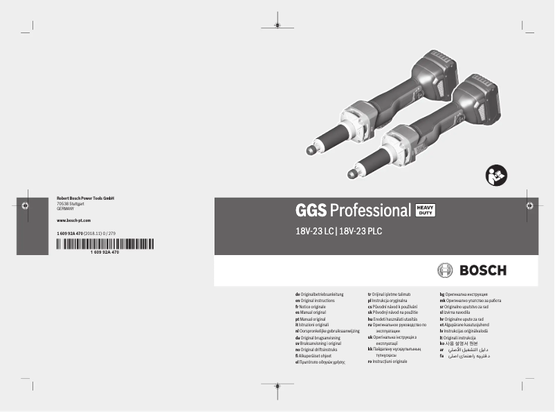 Page n°1 - Manuel utilisateur Bosch GGS 18V-23 PLC Professional