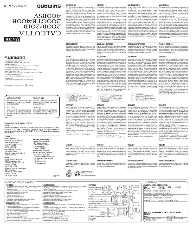 Image de la première page du manuel de l'appareil Calcutta 201B