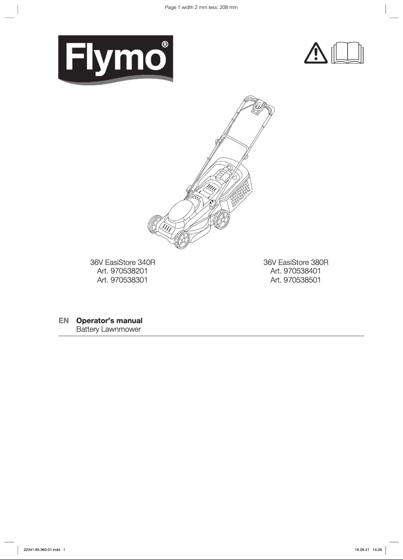 Page 1 de la notice Manuel utilisateur Flymo EasiStore 300R