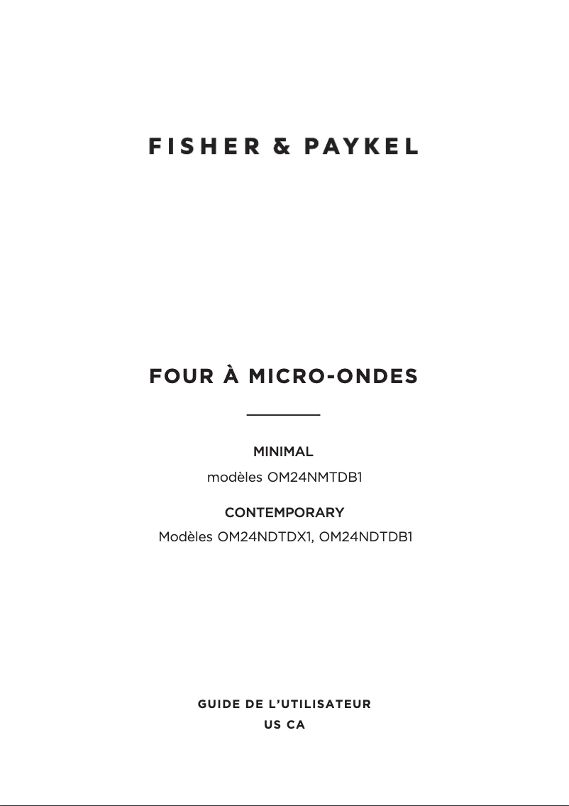 Page n°1 - Guide d'installation Fisher & Paykel OM24NMTDB1