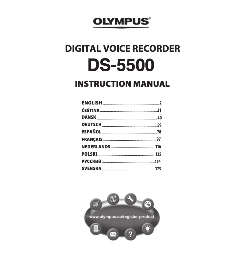 Page 1 de la notice Manuel utilisateur Olympus DS-5500