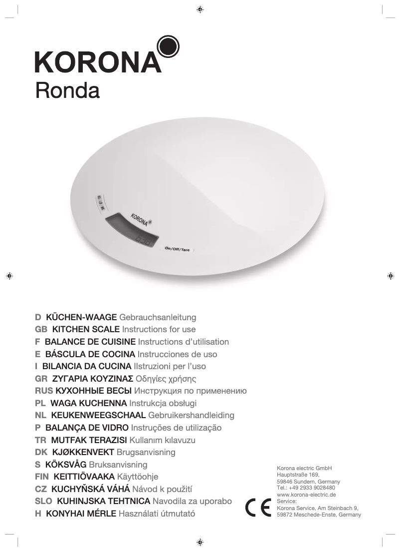 Page 1 de la notice Manuel utilisateur Korona Ronda 70221