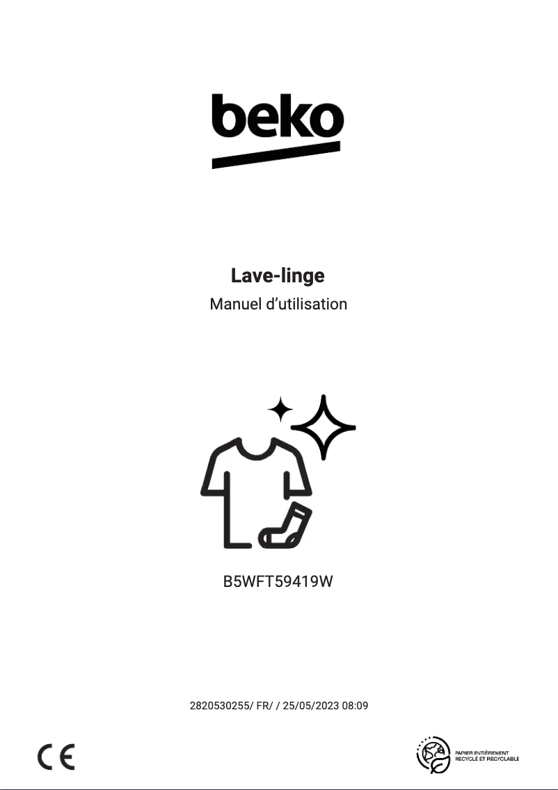 Page 1 de la notice Manuel utilisateur Beko B5WFT59419W