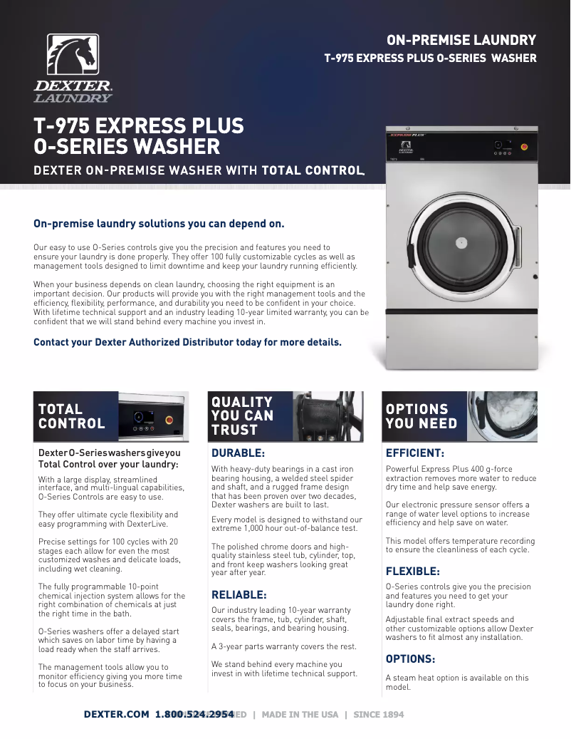 Page n°1 - Fiche technique Dexter Laundry T-975 Express Plus