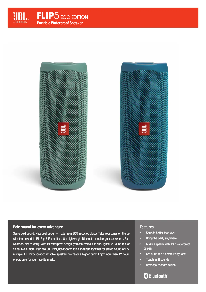 Page n°1 - Fiche technique JBL Flip 5 Eco edition