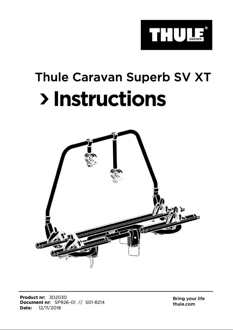 Page 1 de la notice Manuel utilisateur Thule Caravan Superb SV XT