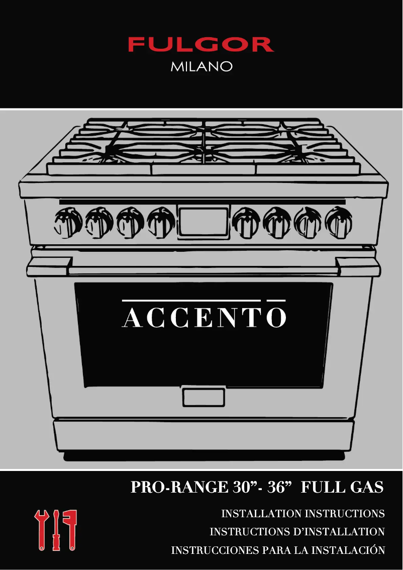 Page 1 de la notice Guide d'installation Fulgor Milano F4PGR366S2