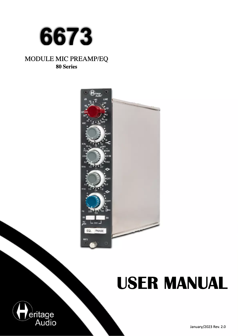 Page 1 de la notice Manuel utilisateur Heritage Audio 6673