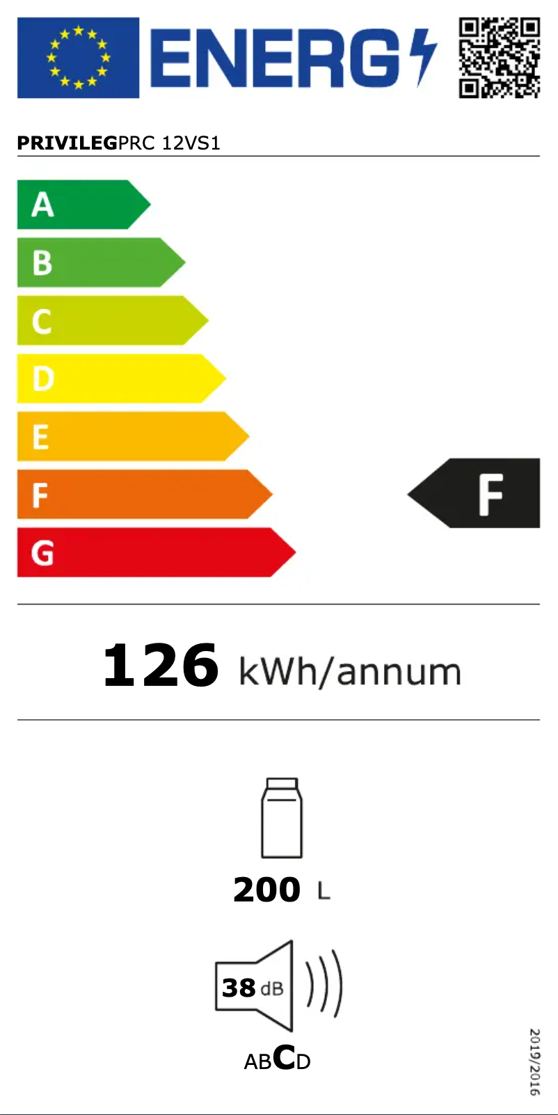 Page n°1 - Label énergétique Privileg PRC 12VS1