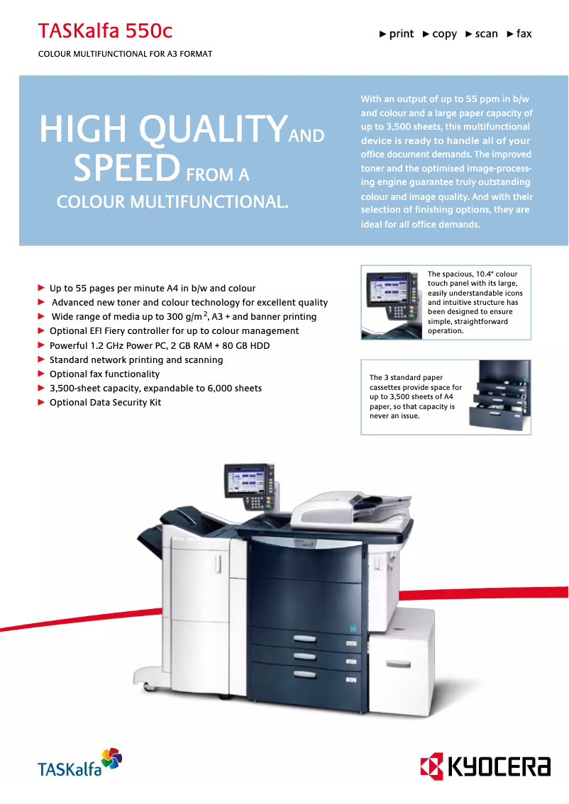 Image de la première page du manuel de l'appareil TASKalfa 550c