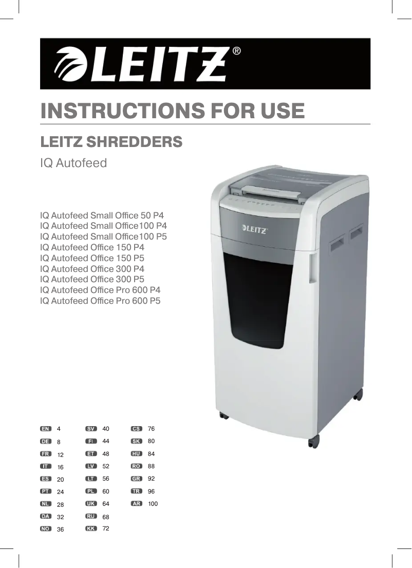 Page 1 de la notice Manuel utilisateur Leitz IQ Autofeed Office 300 P4