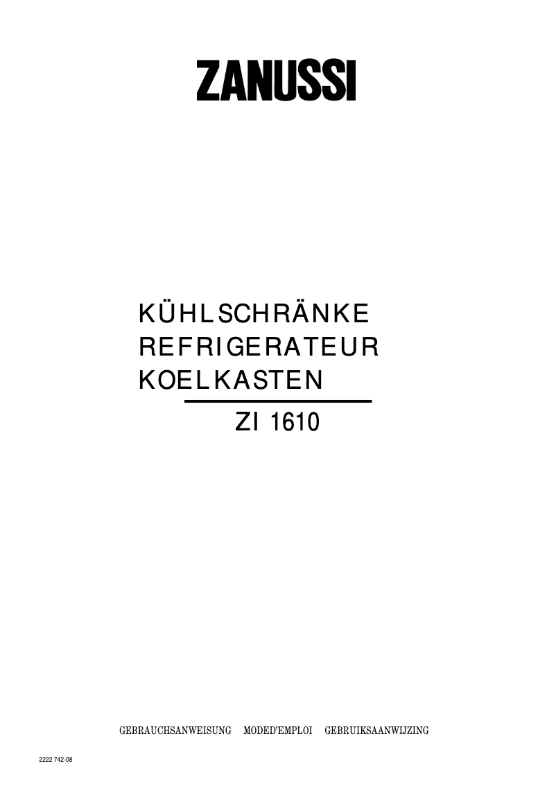 Image de la première page du manuel de l'appareil ZI 1610