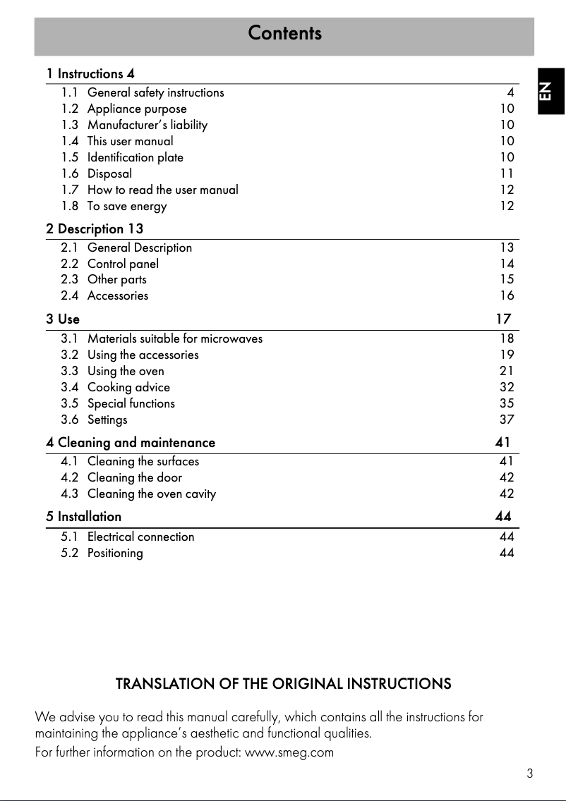 Page 1 de la notice Manuel utilisateur Smeg SFA4301MCX