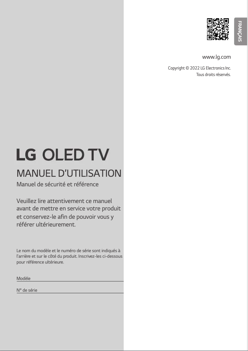 Page 1 de la notice Manuel utilisateur LG OLED77C24LA