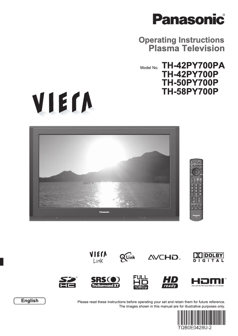 Page 1 de la notice Manuel utilisateur Panasonic Viera TH-42PY700PA