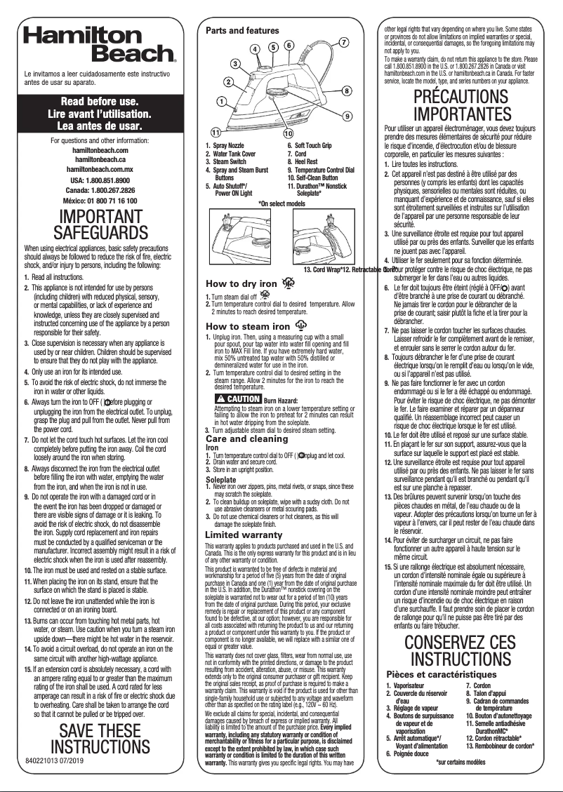 Image de la première page du manuel de l'appareil Durathon 19800F