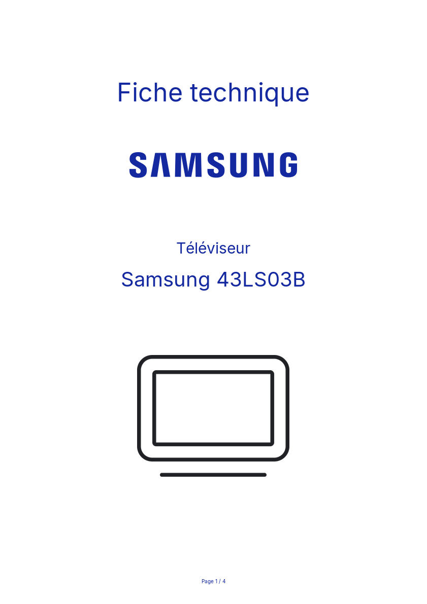 Page n°1 - Fiche technique Samsung 43LS03B