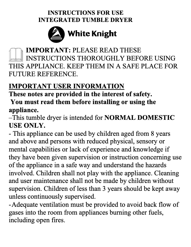 Página 1 del manual Manual de usuario White Knight C4317