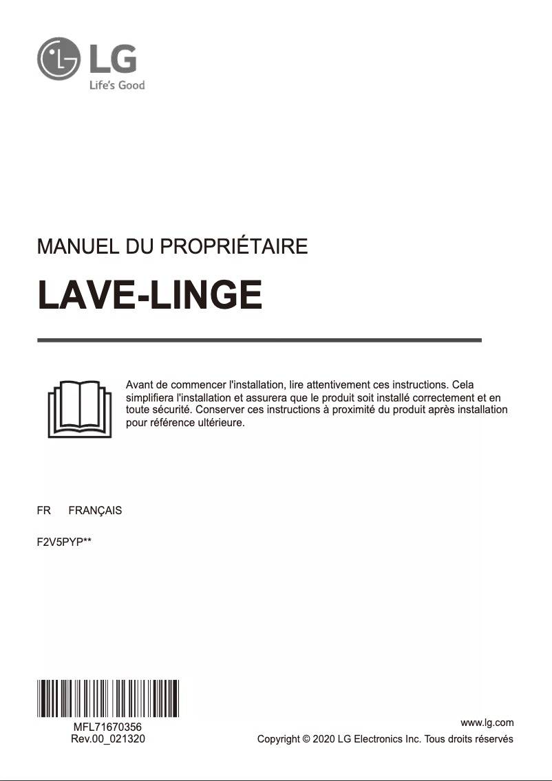 Page n°1 - Manuel utilisateur LG F2V5PYP0W