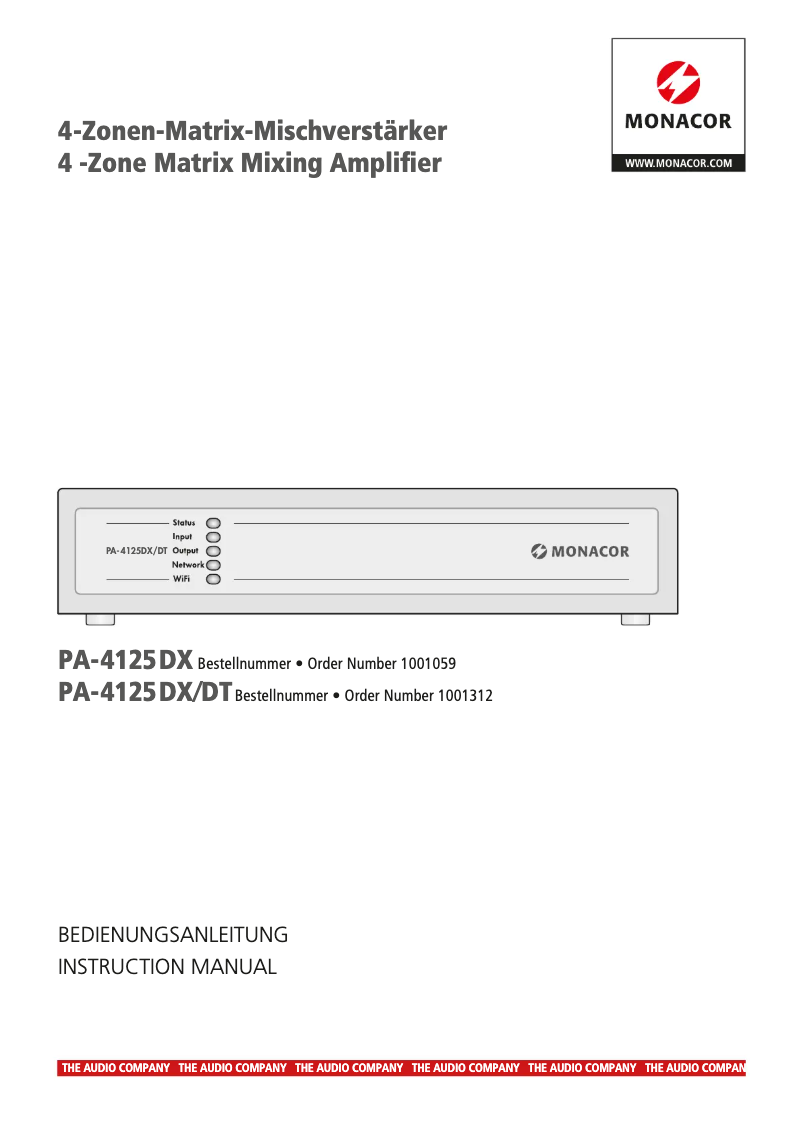 Page 1 de la notice Manuel utilisateur Monacor PA-4125DX/DT