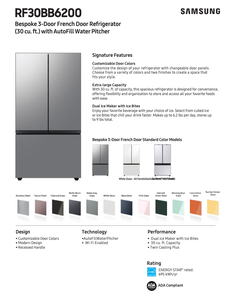 Page n°1 - Fiche technique Samsung RF30BB6200QL