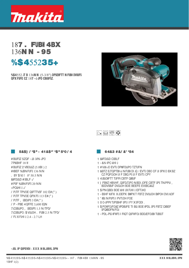 Page n°1 - Fiche technique Makita DCS552RTJ