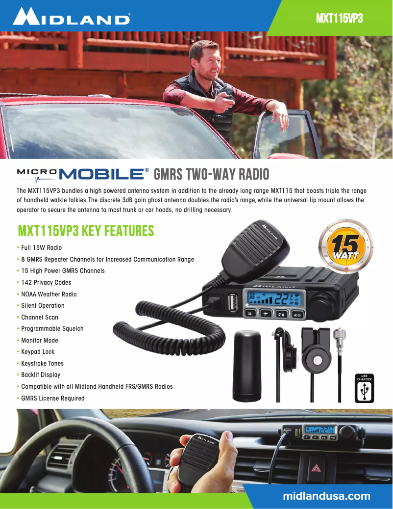 Page n°1 - Fiche technique Midland MicroMobile MXT115VP3