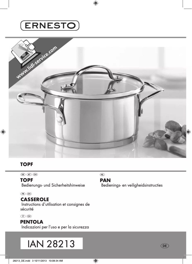 Image de la première page du manuel de l'appareil IAN 28213