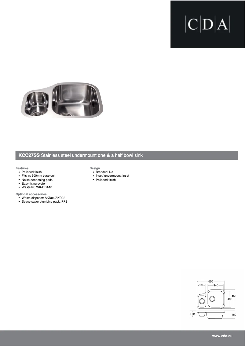 Page n°1 - Fiche technique CDA KCC27SS