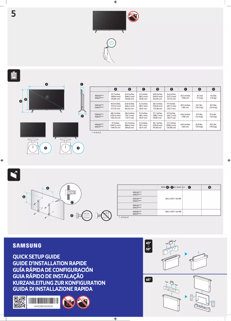 Page 1 de la notice Manuel utilisateur Samsung GU43AU6979U