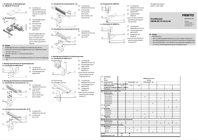 Page n°1 - Manuel utilisateur Festo HMVM-RP/FP-DL25/40