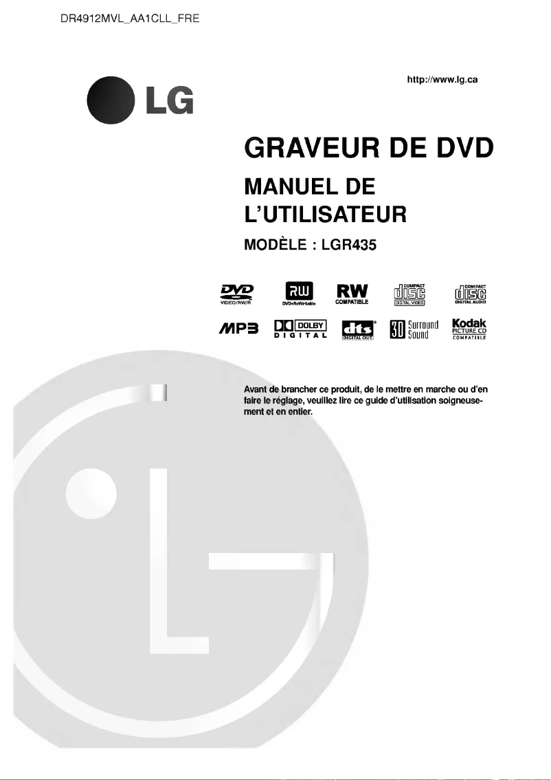 Image de la première page du manuel de l'appareil LGR435
