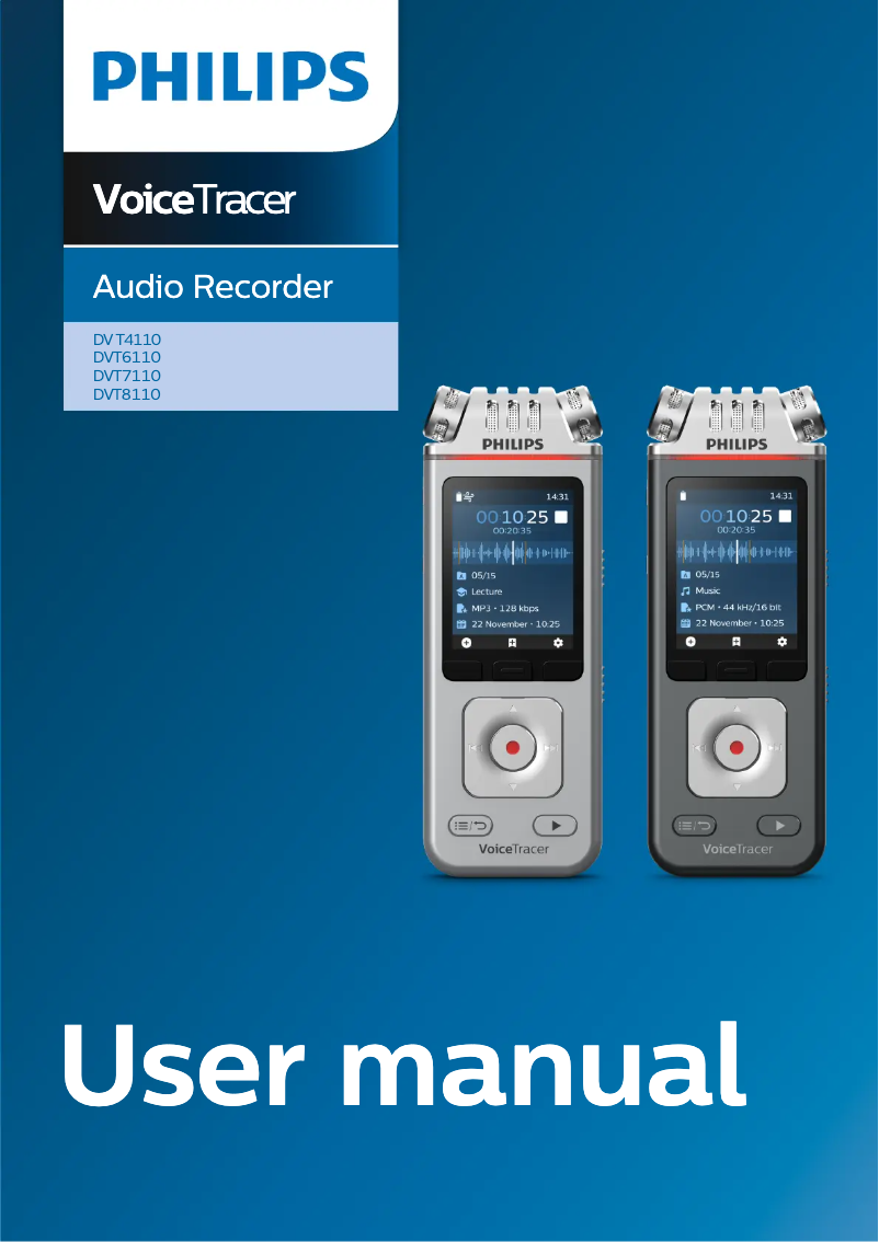 Image de la première page du manuel de l'appareil Voice Tracer DVT41225