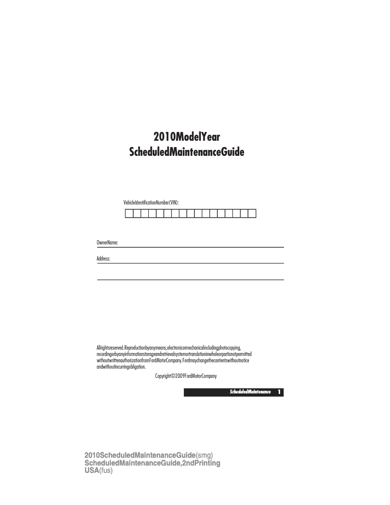 Page 1 of the manual Use and Maintenance Manual Ford F-450 (2010)