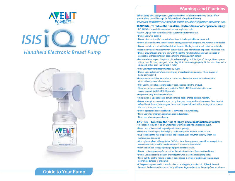 Page n°1 - Manuel utilisateur Philips Avent SCF292