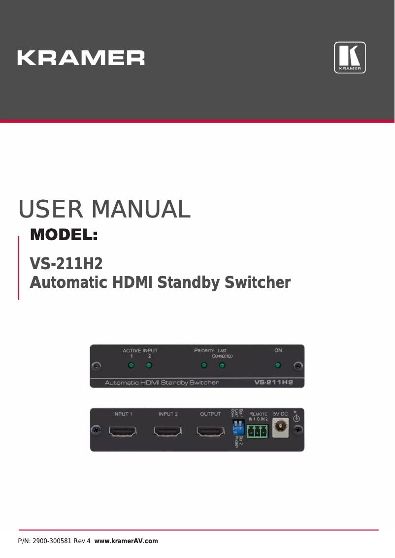 Page 1 de la notice Manuel utilisateur Kramer VS-211H2