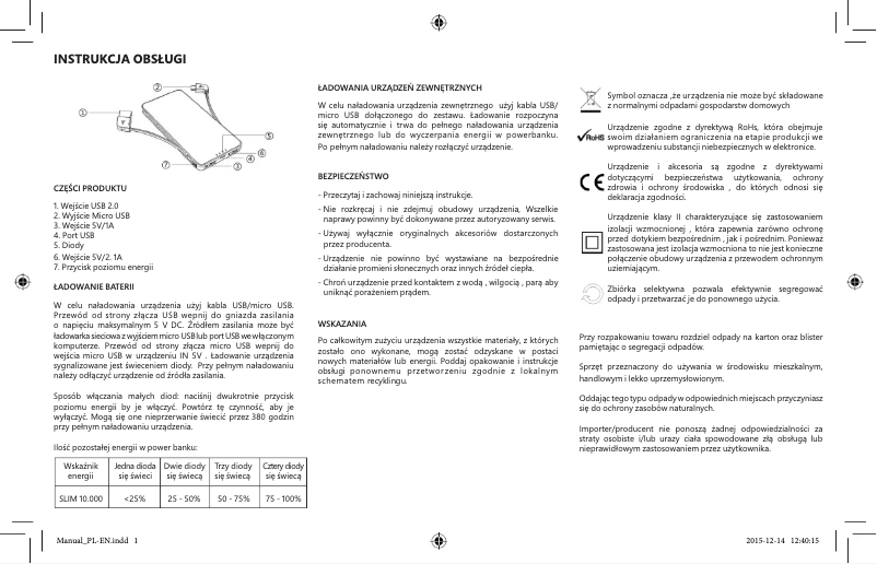 Image de la première page du manuel de l'appareil Slim 5000