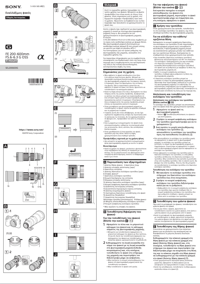 Page 1 de la notice Manuel utilisateur Sony SEL200600G