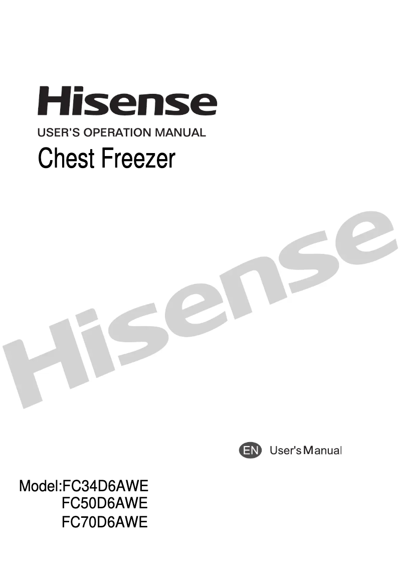 Page 1 de la notice Manuel utilisateur Hisense FC70D6AWE