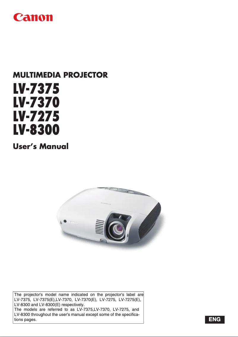 Image de la première page du manuel de l'appareil LV-7375