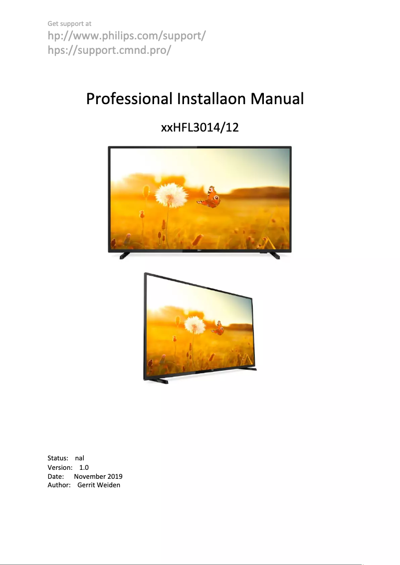 Page n°1 - Guide d'installation Philips 24HFL3014